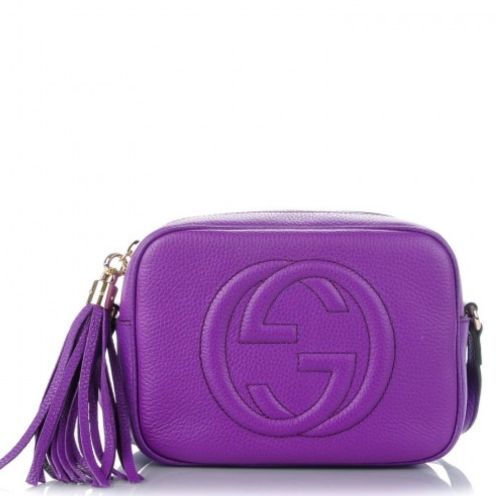 Gucci Disco SoHo Crossbody Bag Pebbled Leather Shine Purple